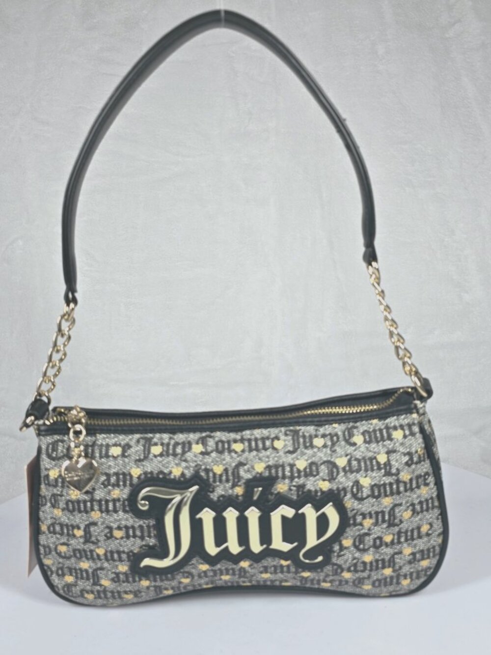 Juicy Couture Mini Baguette Shoulder Bag Black Gray Y2K NWT